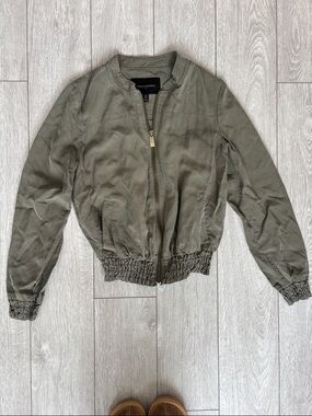 Banana Republic Olive Bomber Jacket with Elastic Hem